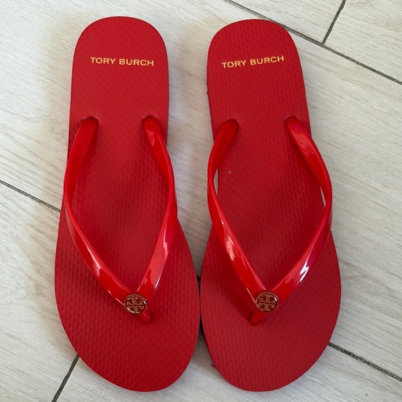 Tory Burch Shoes - Tory Burch Vibrant Red Flip Flops